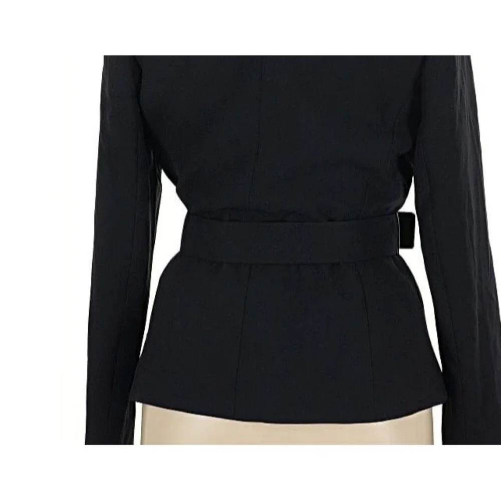 DESIGNER TAHARI ASL NAVY BLUE BELTED LONG SLEEVE BLAZER SIZE 14.R - Picture 15 of 16